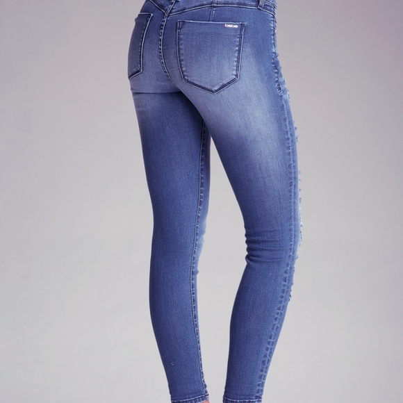 Bebe Heartbreaker Distressed Ankle Jeans - Picture 2 of 12